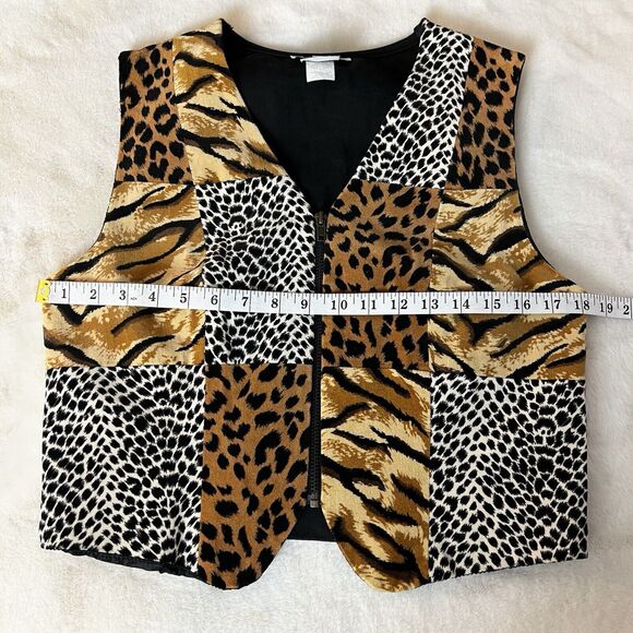 Vintage Lindsey Scott Sport Vest Animal Print Denim Women’s M - Picture 6 of 7